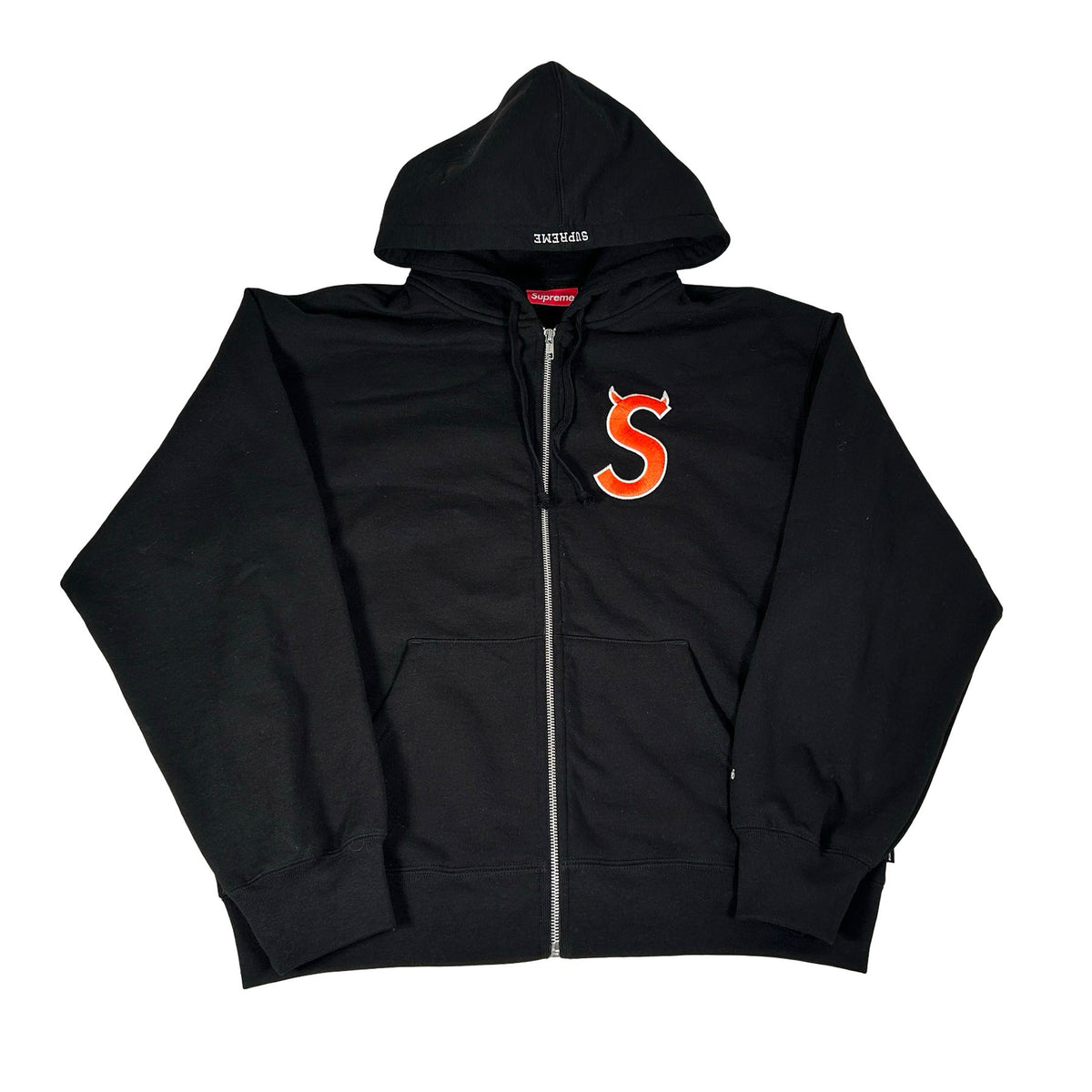 Supreme Devil S Logo Zip Up Hooded Sweatshirt Black [USED] - M (Used)