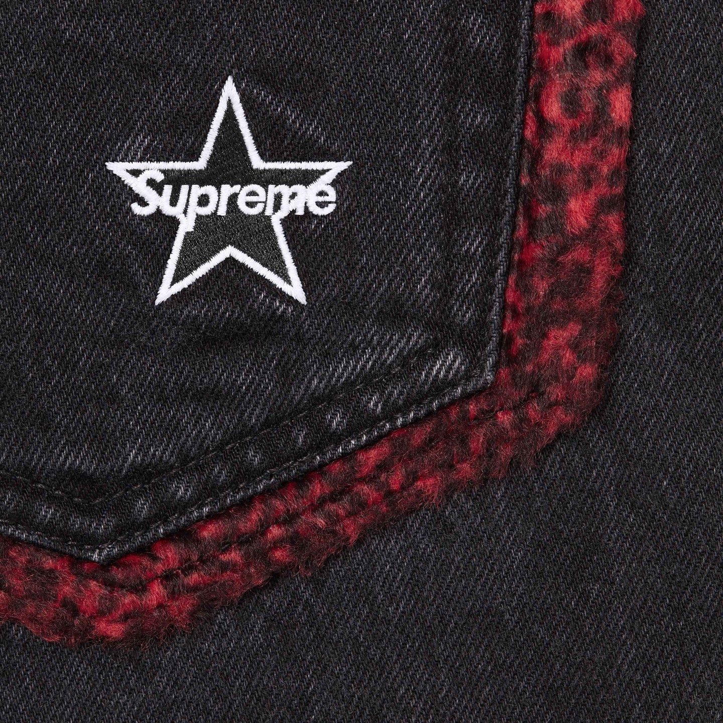 Supreme Leopard Faux Fur Loose Fit Jean Washed Black (FW25)