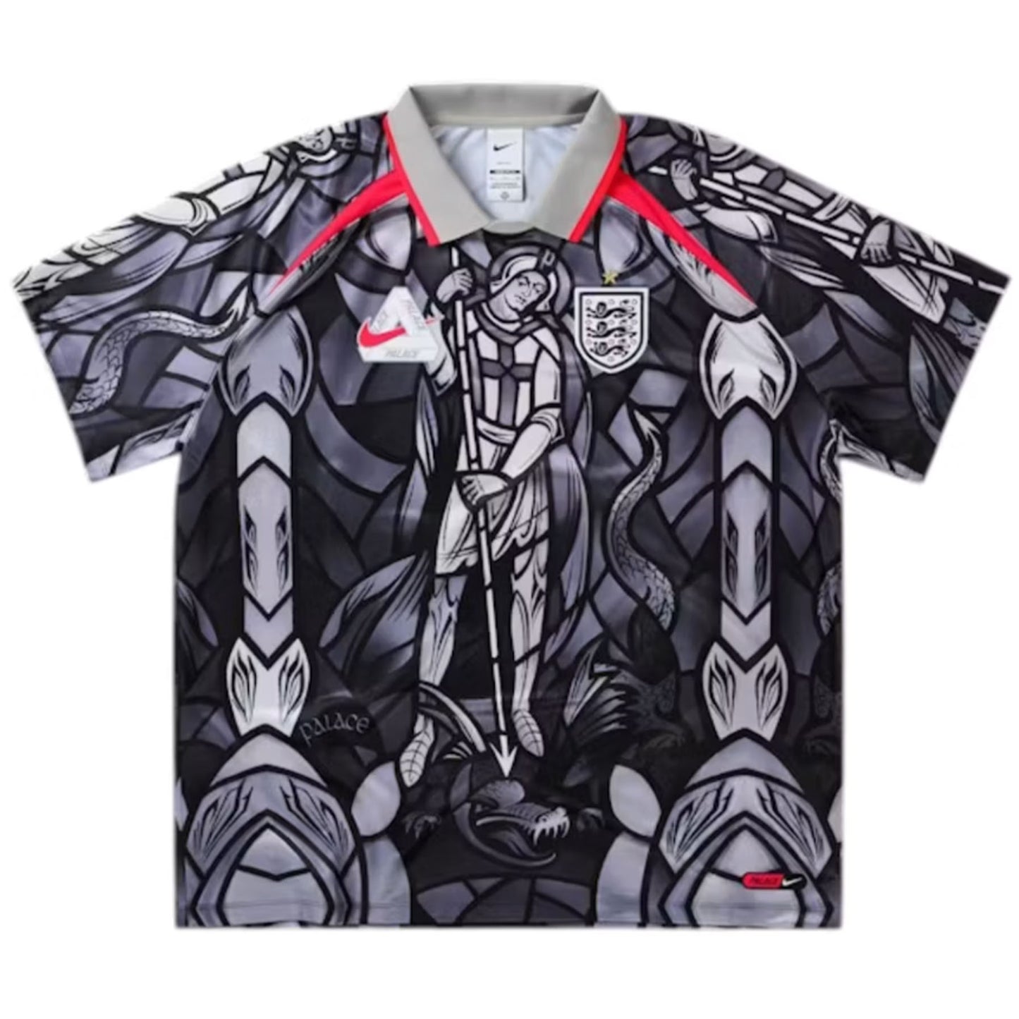 Palace x Nike England Dri-FIT Football Jersey Pewter Grey/Bright Crimson