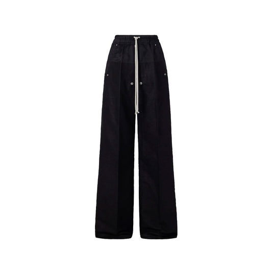 RICK OWENS Wide Bela Wide-Leg Flannel Drawstring Trousers