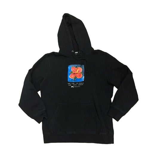 STUSSY Hibiscus Painting Black Hoodie