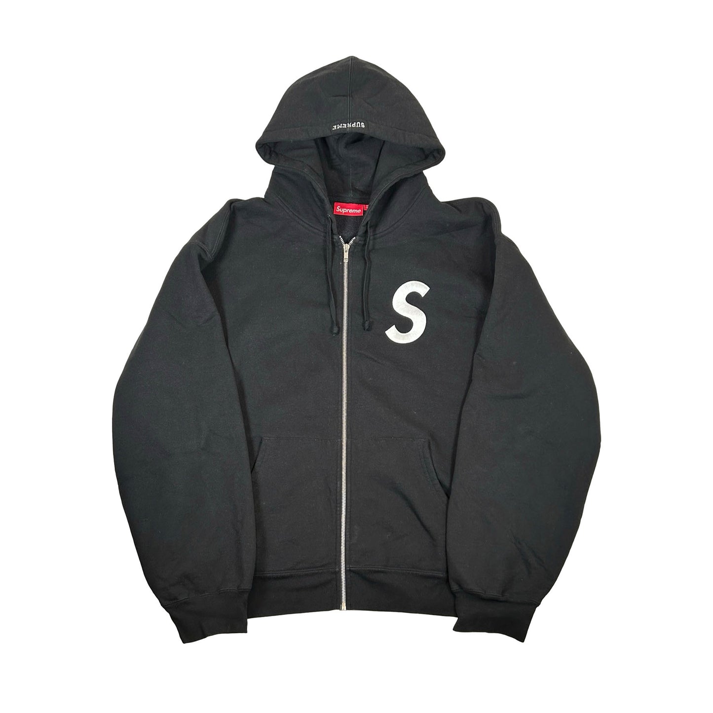 Supreme S Logo Zip Up Hooded Sweatshirt (FW25) Black [USED] - XXL (Used)