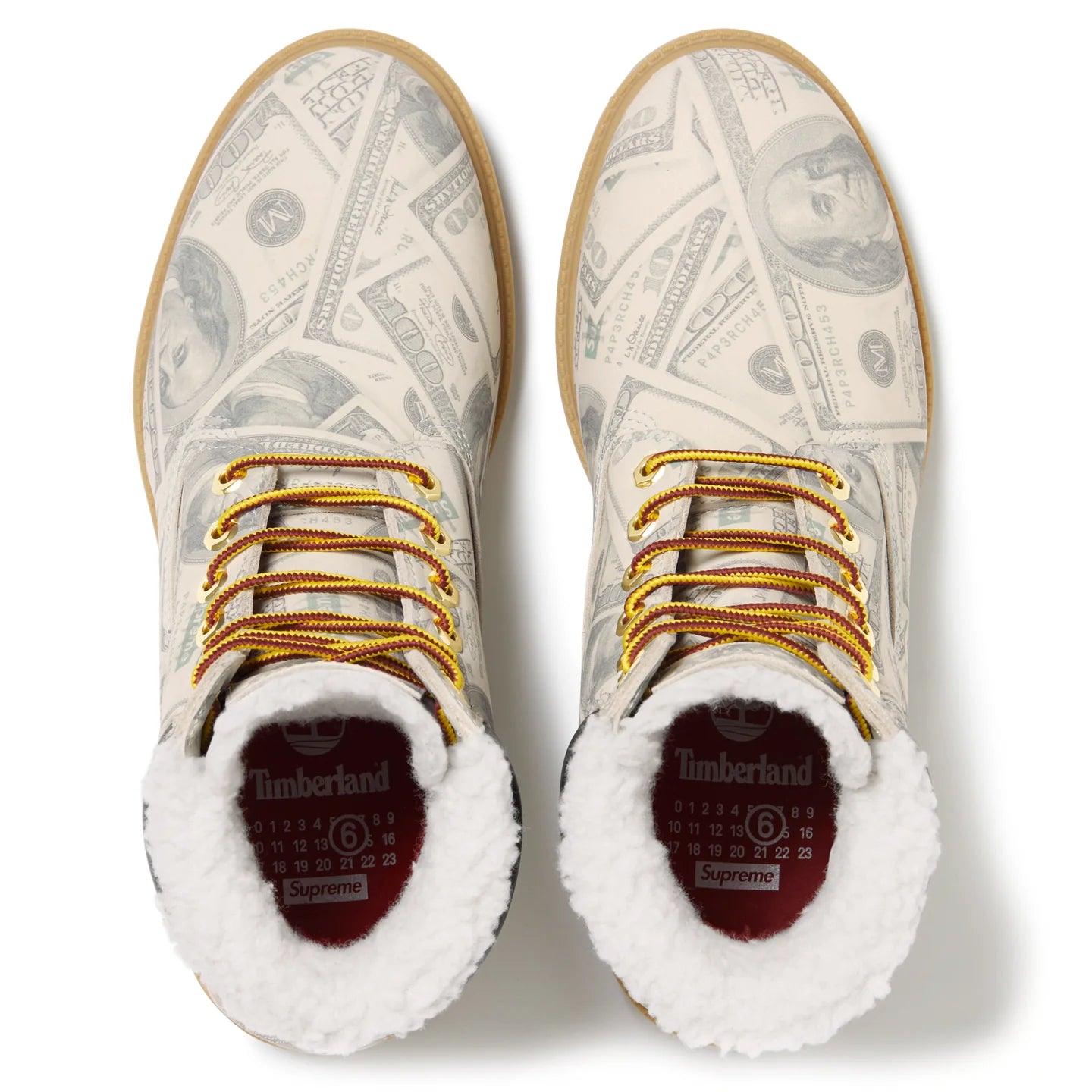 TB0A5NG5ALP Timberland 6" Premium Waterproof Boot Supreme x MM6 Maison Margiela $100 Bills