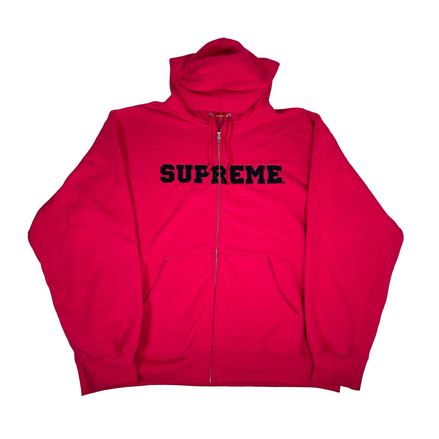 Supreme Collegiate Applique Zip Up Hooded Sweatshirt Fuchsia [USED] -XL (Used)