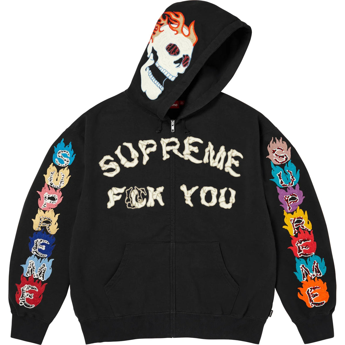 Supreme F**k You Zip Up Hooded Sweatshirt Black (FW26)