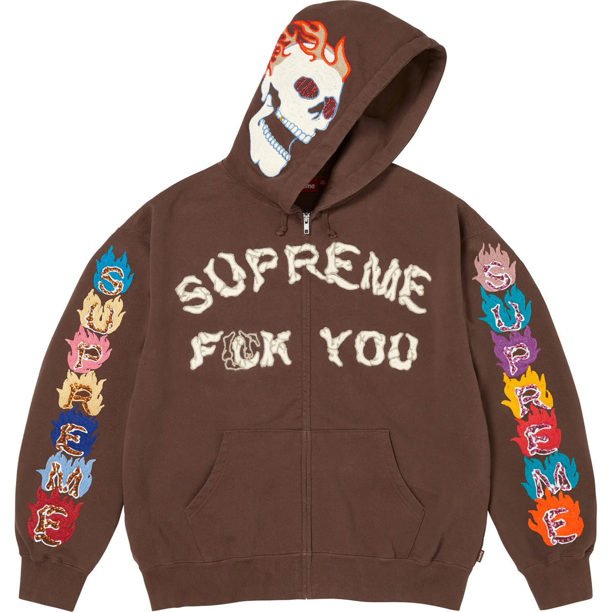 Supreme F**k You Zip Up Hooded Sweatshirt Brown (FW26)