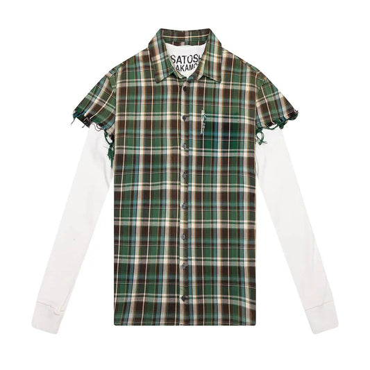 Satoshi Nakamoto Bender Cut Off Flannel Green Plaid