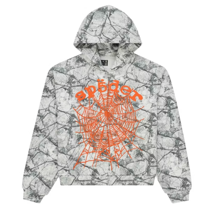 Sp5der Real Tree OG Web V2 Zip Hoodie White Camo