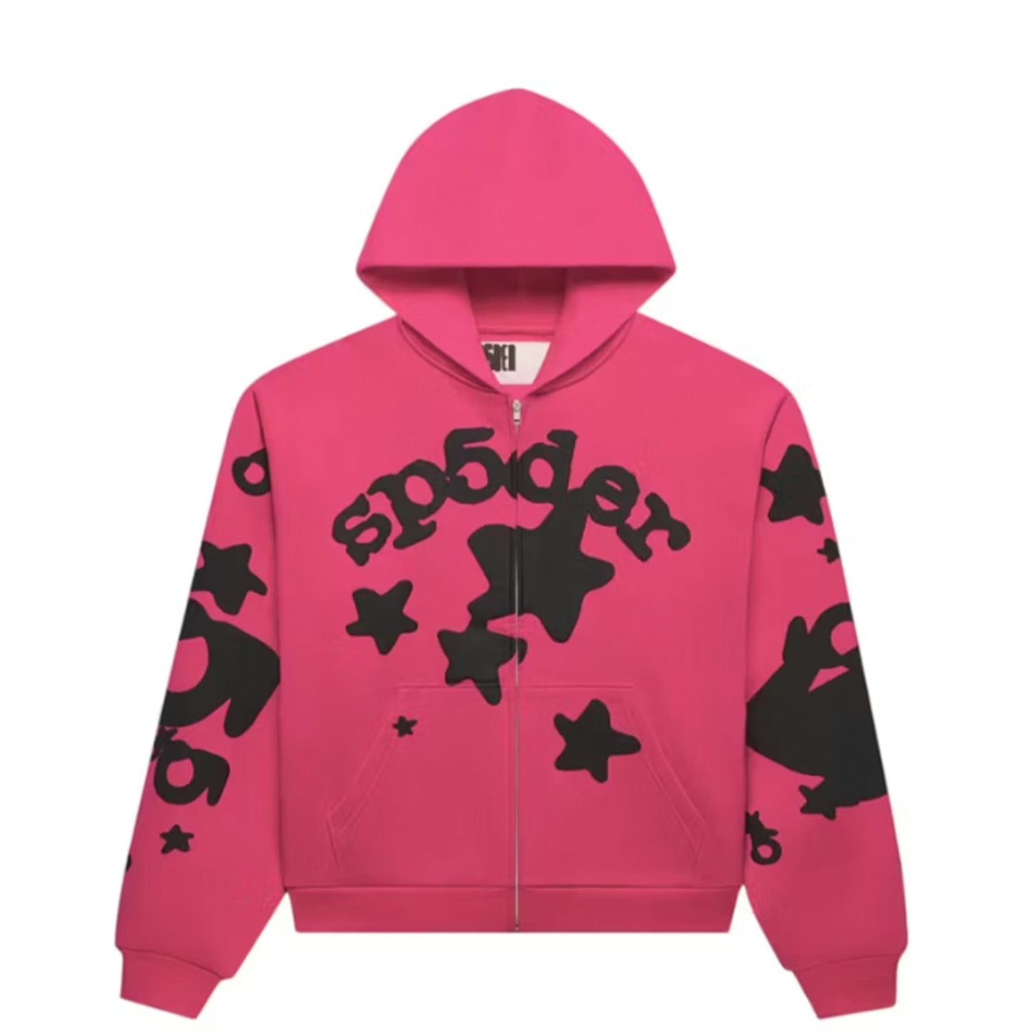 Sp5der Beluga Zip Up Hoodie Pink