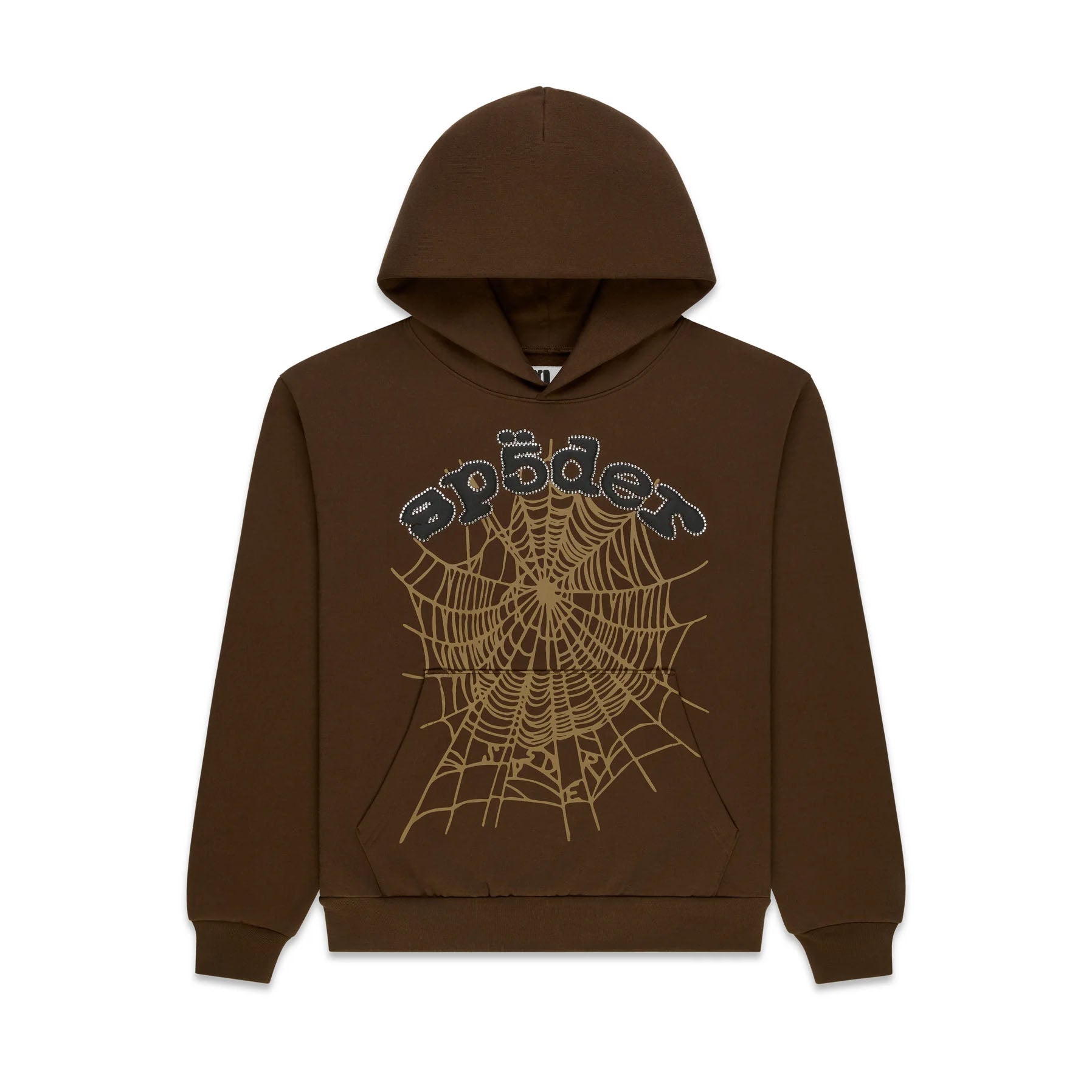 Sp5der Rhinestone OG Web Hoodie Brown – DISTRICT ONE NY