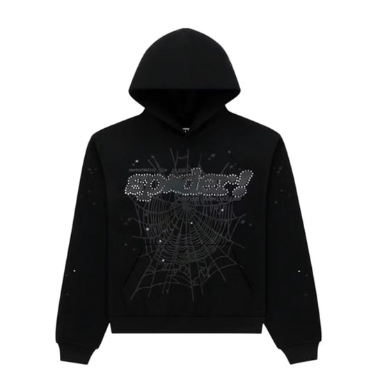Sp5der Rhinestone Punk V2 Hoodie Black