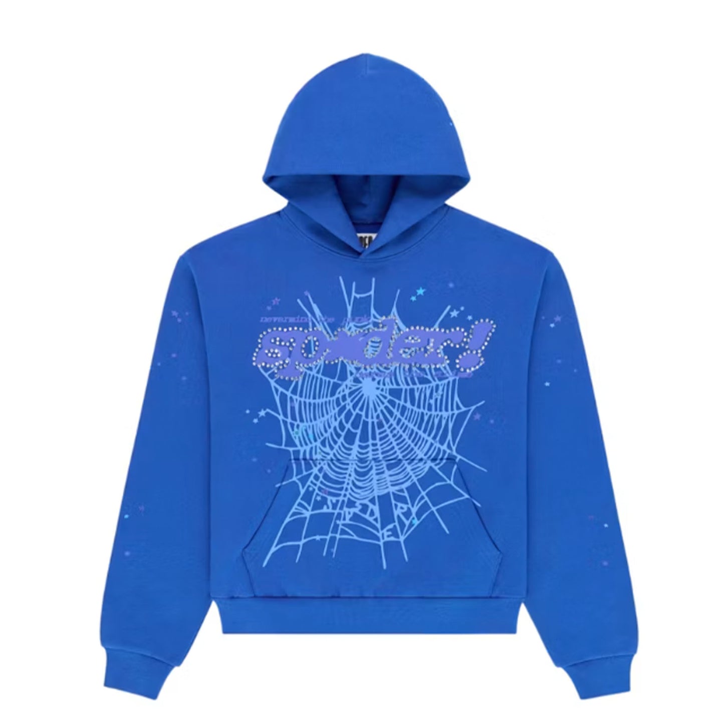 Sp5der Rhinestone Punk V2 Hoodie Blue