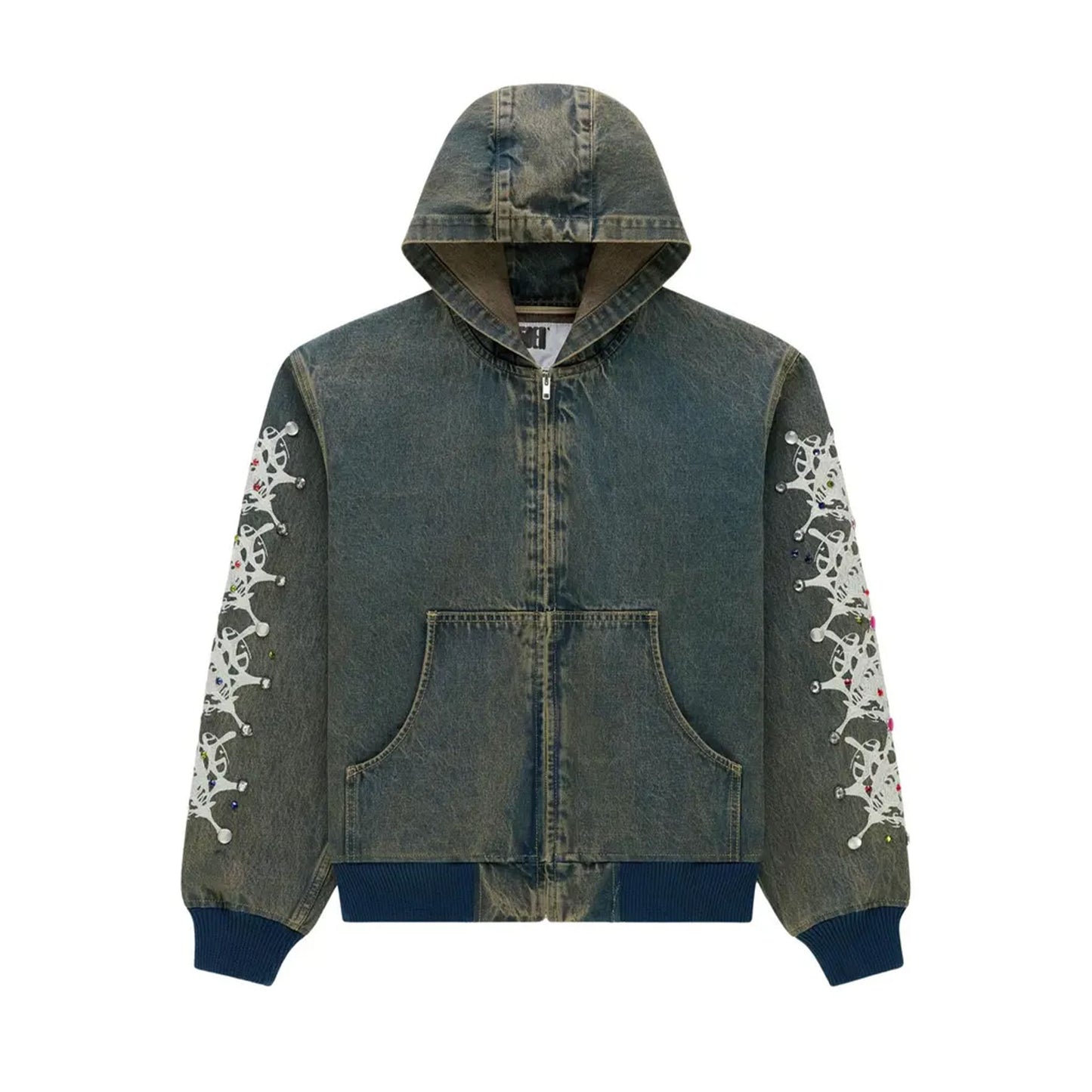 Sp5der Webstone Hooded Denim Work Jacket Indigo