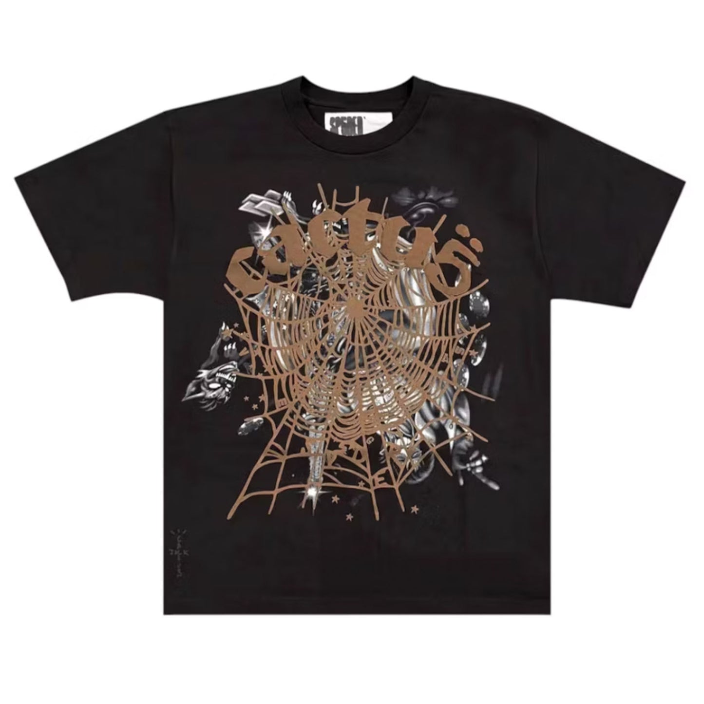 Sp5der x Travis Scott Cactus Jack Airbrush T-shirt Black
