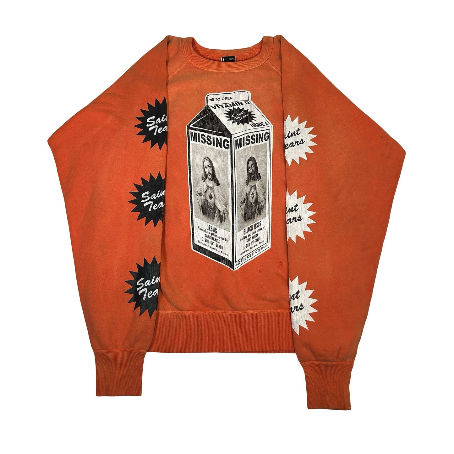 Saint Mxxxxxx x Denim Tears Milk Pack Raglan Sleeve Sweatshirt Vintage Orange [USED] - L (Used)