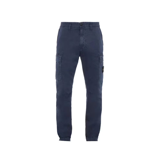 Stone Island Logo-Patch Tapered Trousers Navy [USED] - 40 (Used)