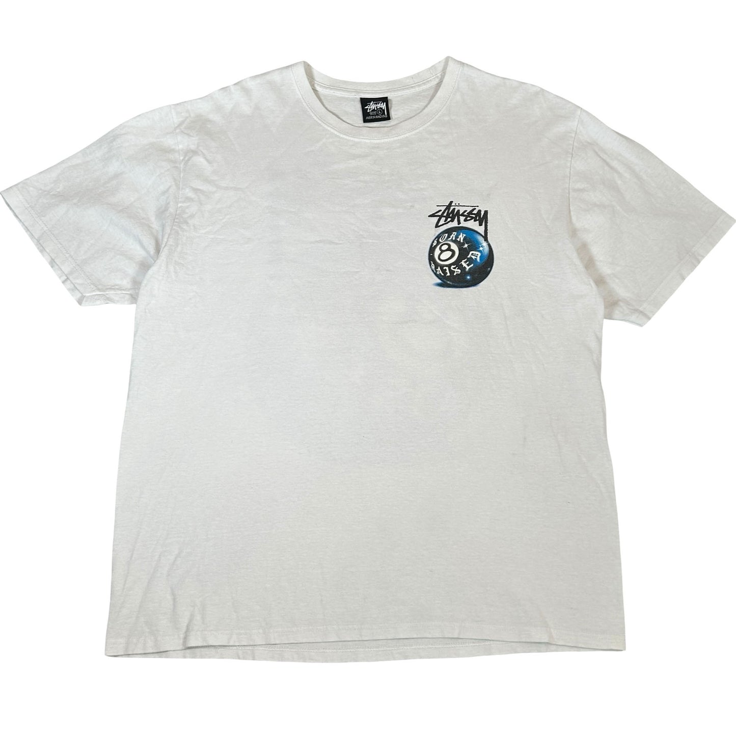 Stussy Born X Raised 8 Ball Tee White [USED] - L (Used)