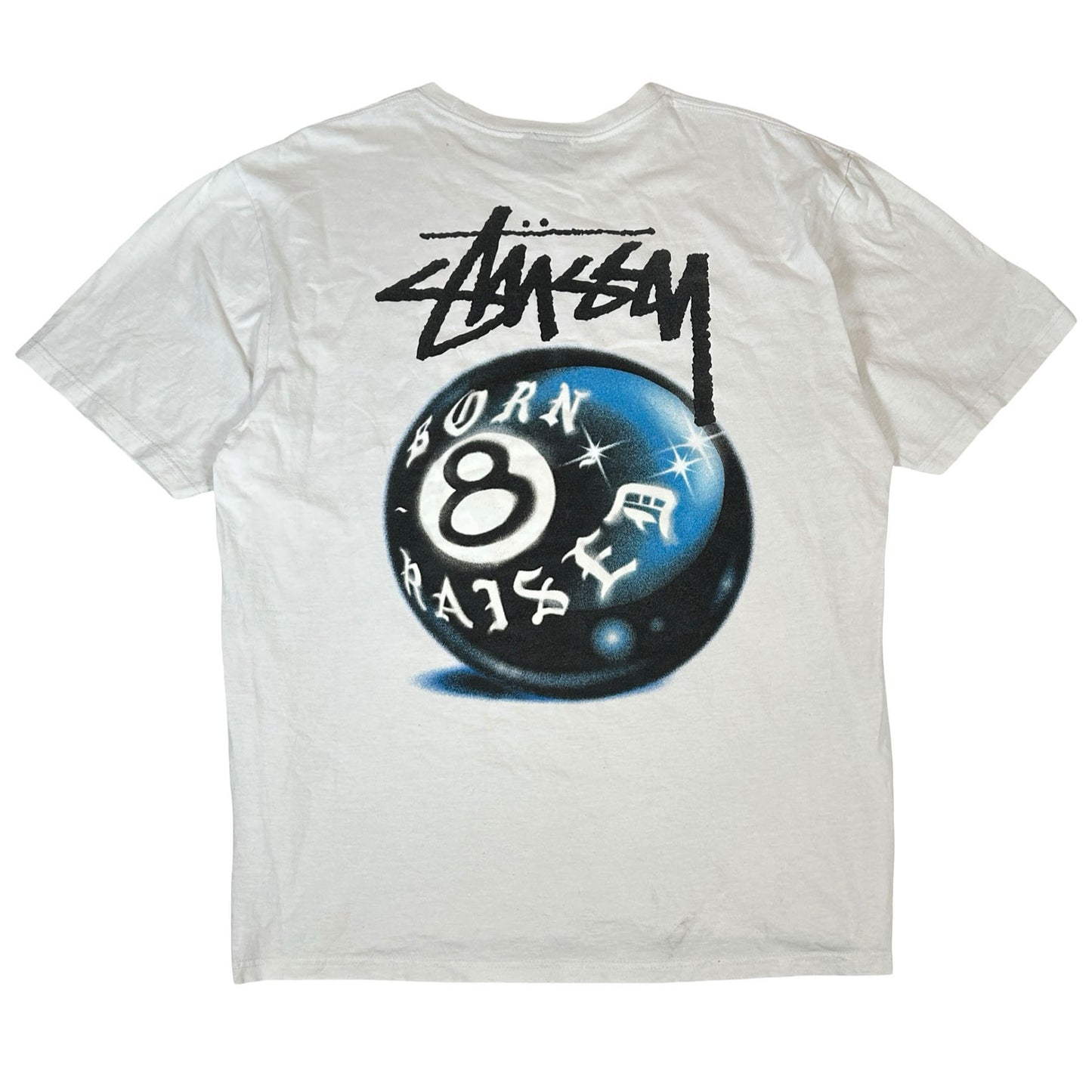 Stussy Born X Raised 8 Ball Tee White [USED] - L (Used)