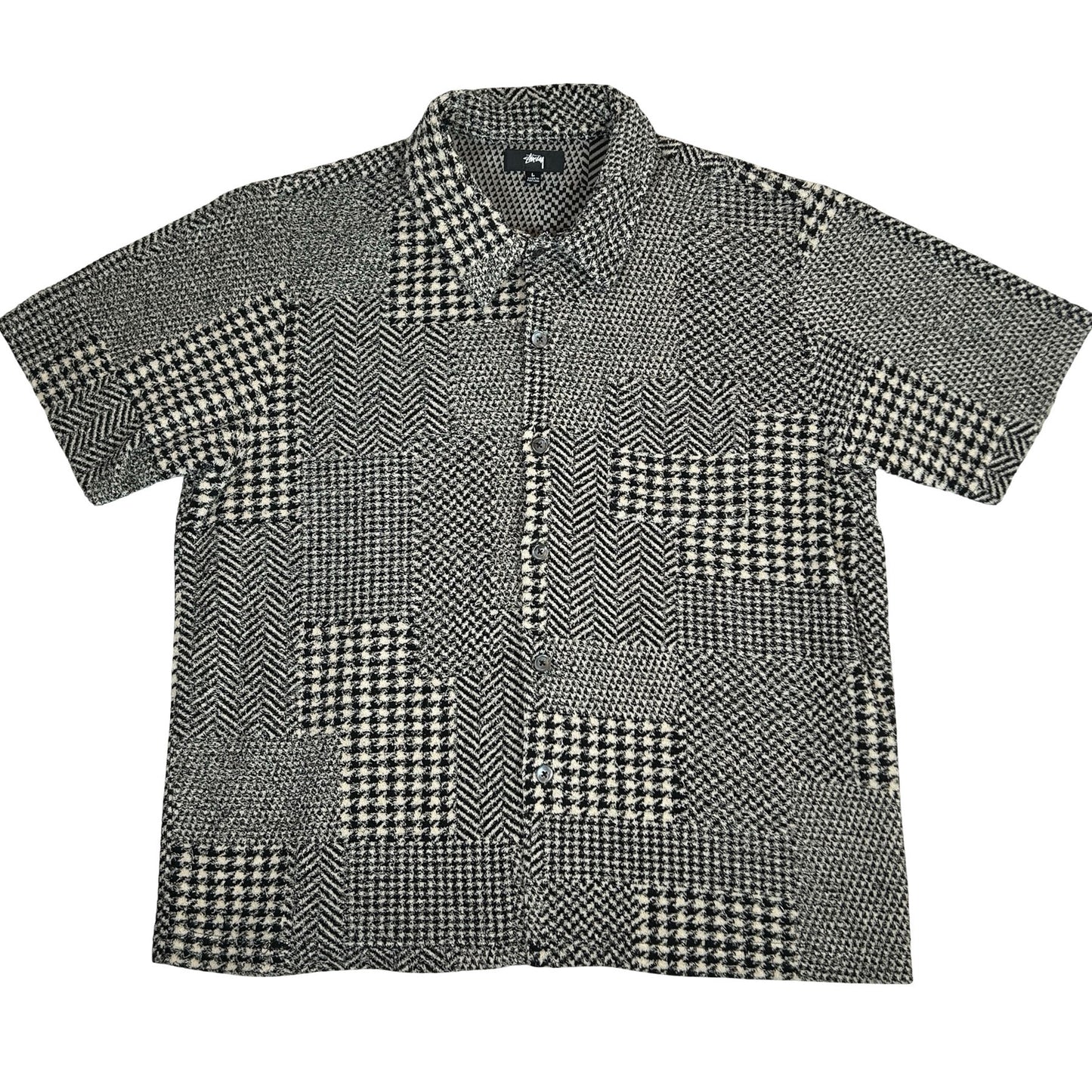 Stussy Mixed Pattern Jersey Shirt Grey [USED] - L (Used)
