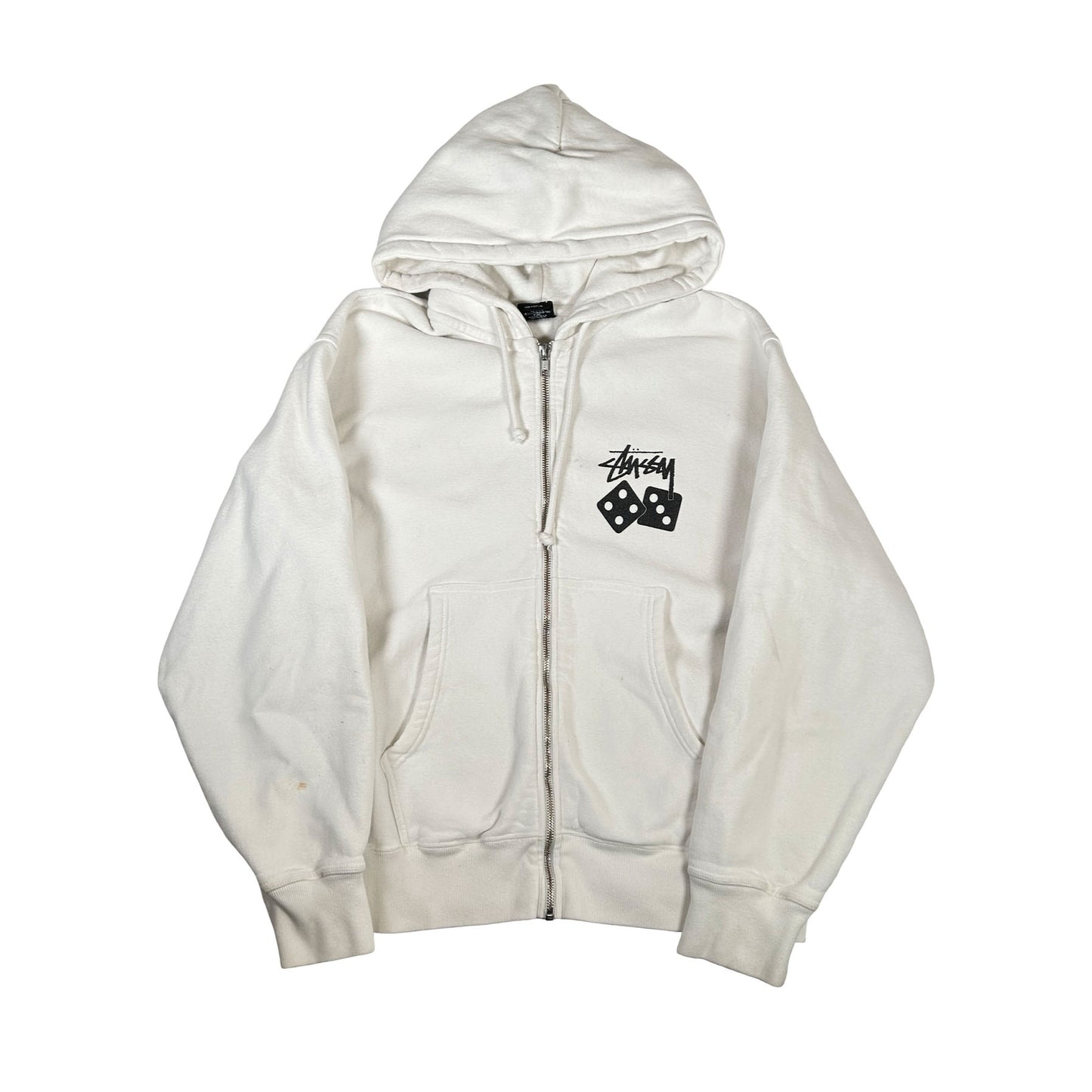 Stüssy Men's Dice Pig. Dyed Zip Hoodie Natural [USED] - L (Used)