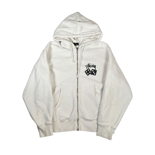 Stüssy Men's Dice Pig. Dyed Zip Hoodie Natural [USED] - L (Used)