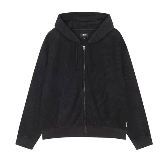 Stussy Double Layer Waffle Zip Hoodie Black