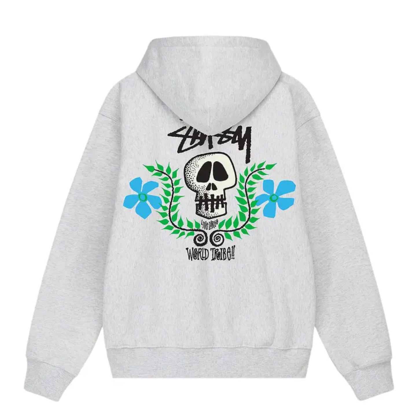 Stussy Skull Crest Zip Hoodie Ash Heather [USED] - L (Used)