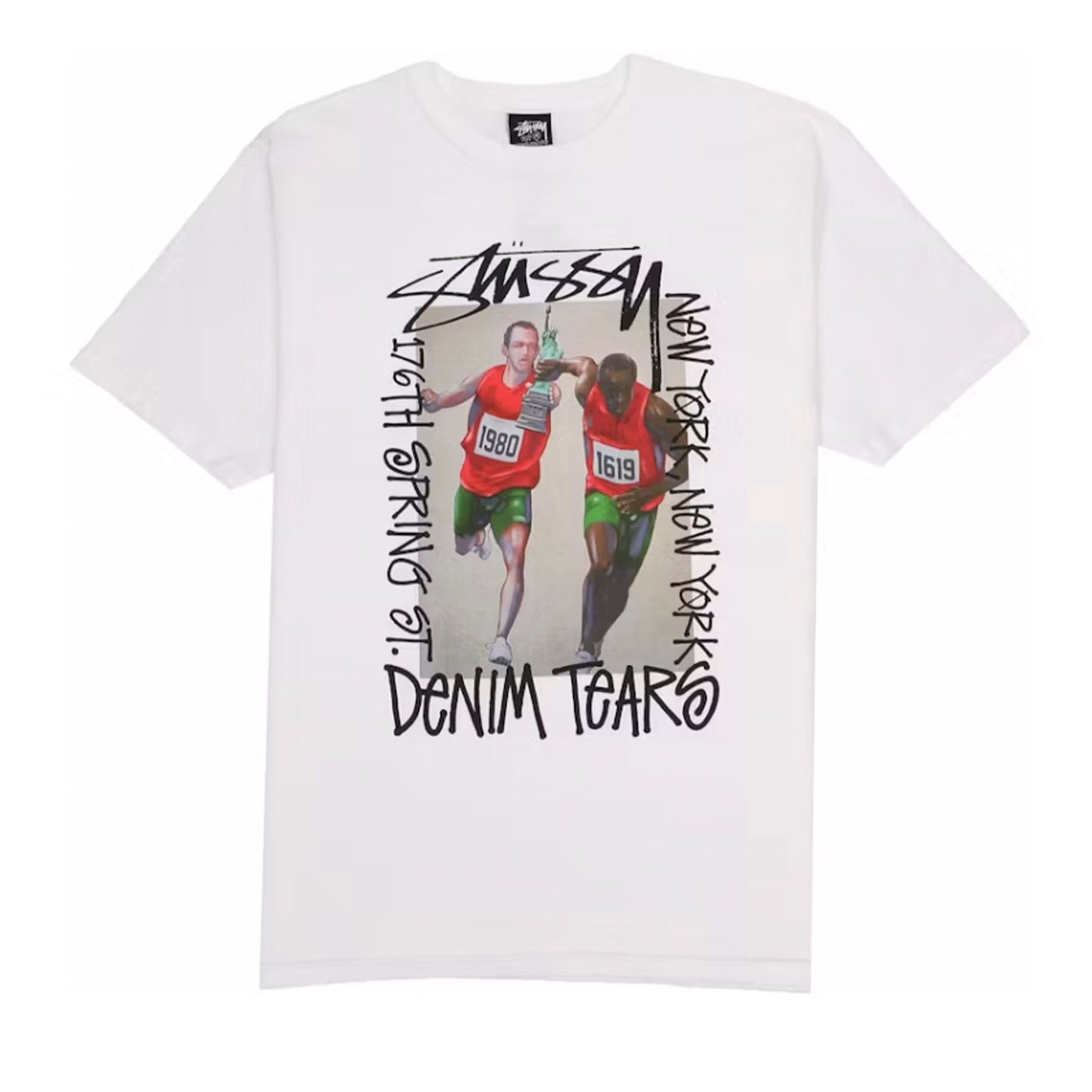 Stussy x Denim Tears Pass The Baton T-shirt White [USED] - S (Used)