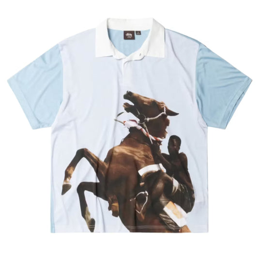 Stussy x Wales Bonner Silk Polo Blue