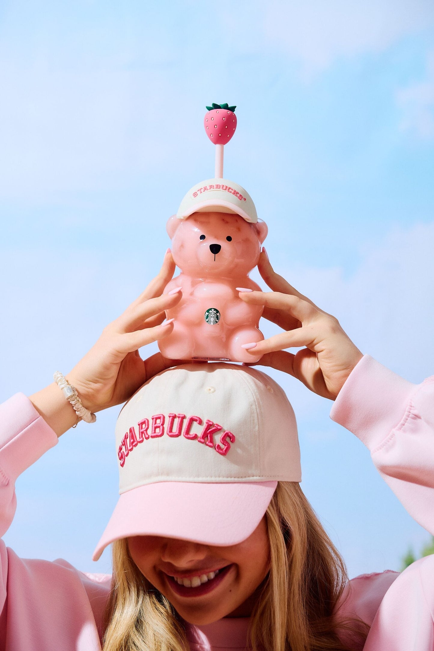 Starbucks Pink Bearista Glass Tumbler Cup