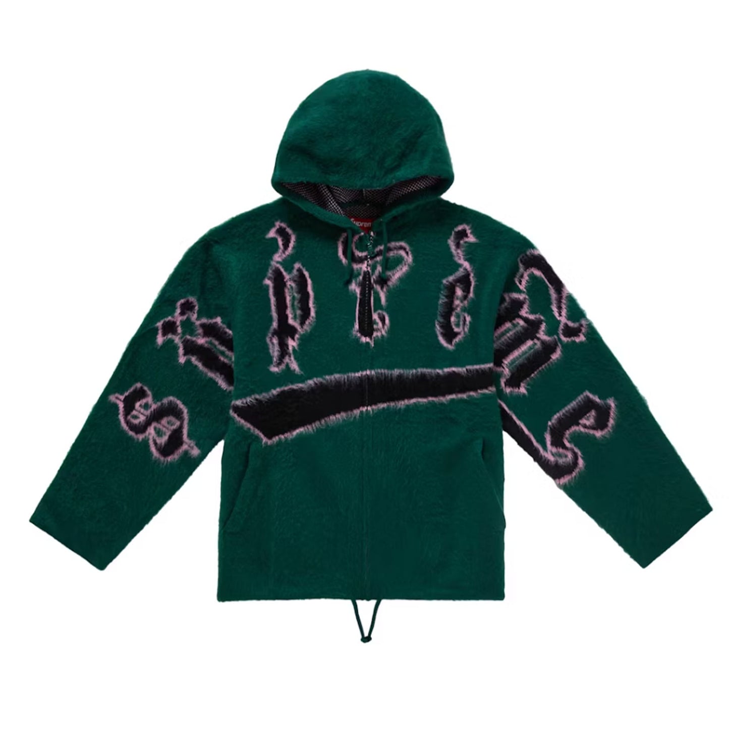 Supreme Accent Brushed Zip Up Hooded Sweater Green