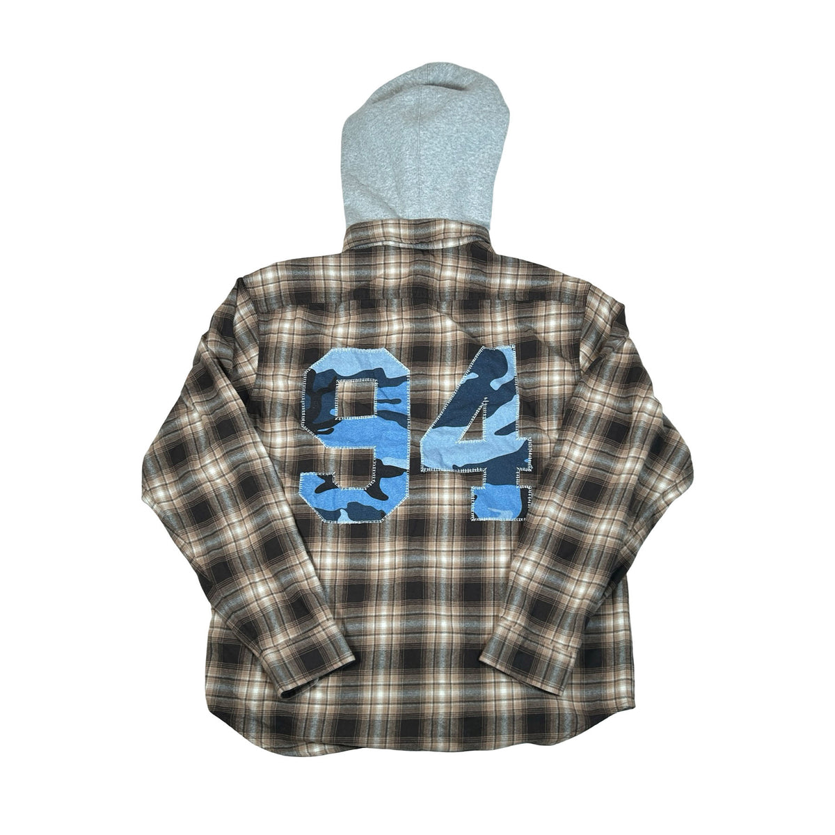 Supreme Applique Hooded Flannel Shirt Brown [USED] - S (Used)