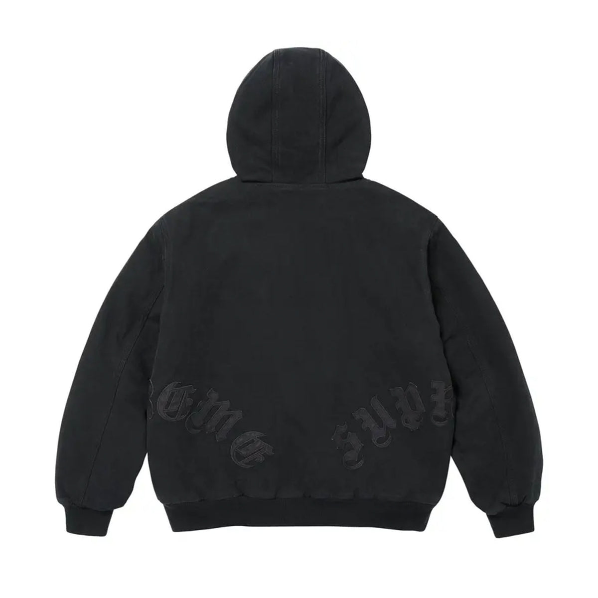 Supreme Leather Applique Hooded Work Jacket Black