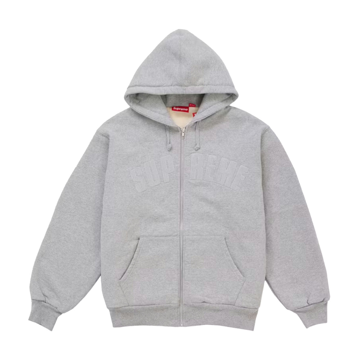 Supreme Arc Thermal Lined Zip Up Hooded Sweatshirt (FW26) Heather Grey