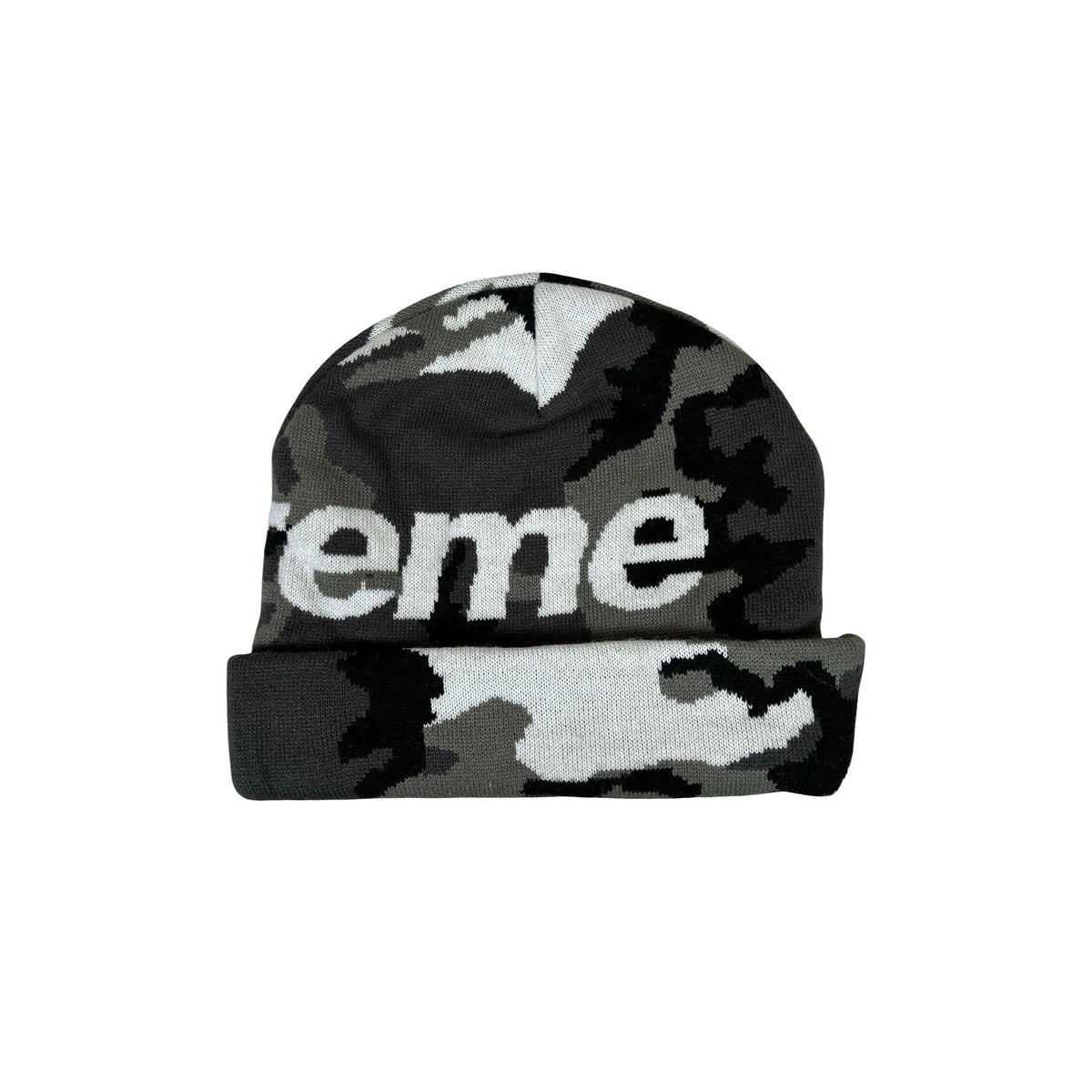 Supreme Camo Big Logo Beanie Snow Camo [USED]