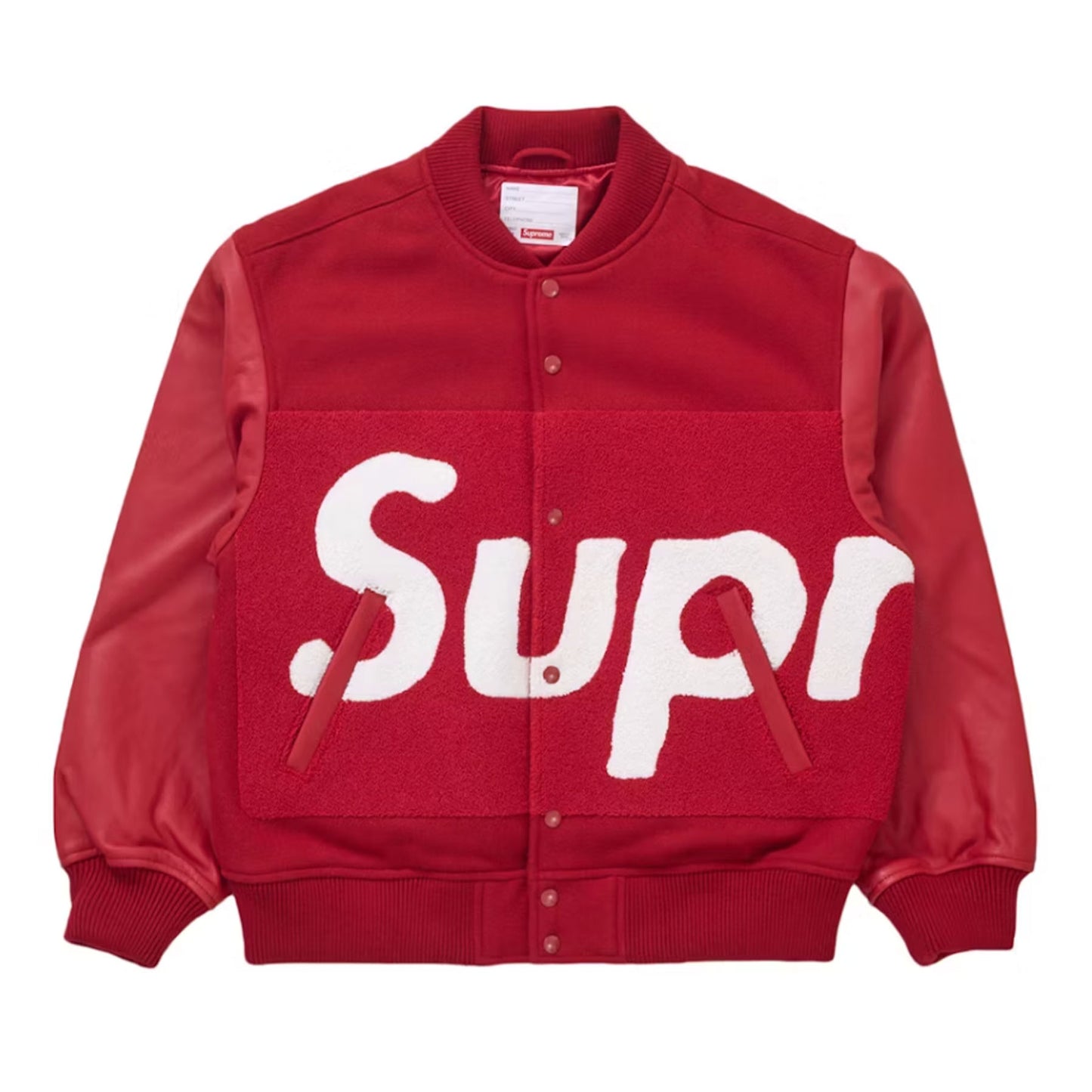 Supreme Big Logo Chenille Varsity Jacket Red