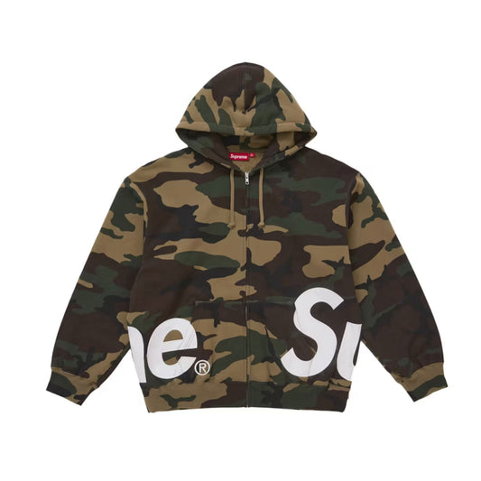 Supreme Big Logo Zip Up Hooded Sweatshirt Woodland Camo [USED] - L (Used)