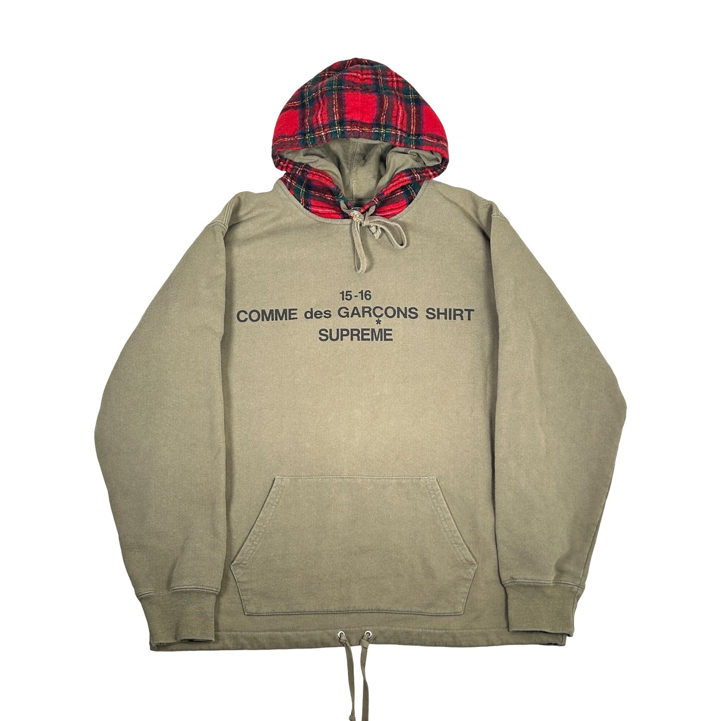 Supreme Comme Des Garcons Plaid Hooded Sweatshirt Olive [USED] - L (Used)