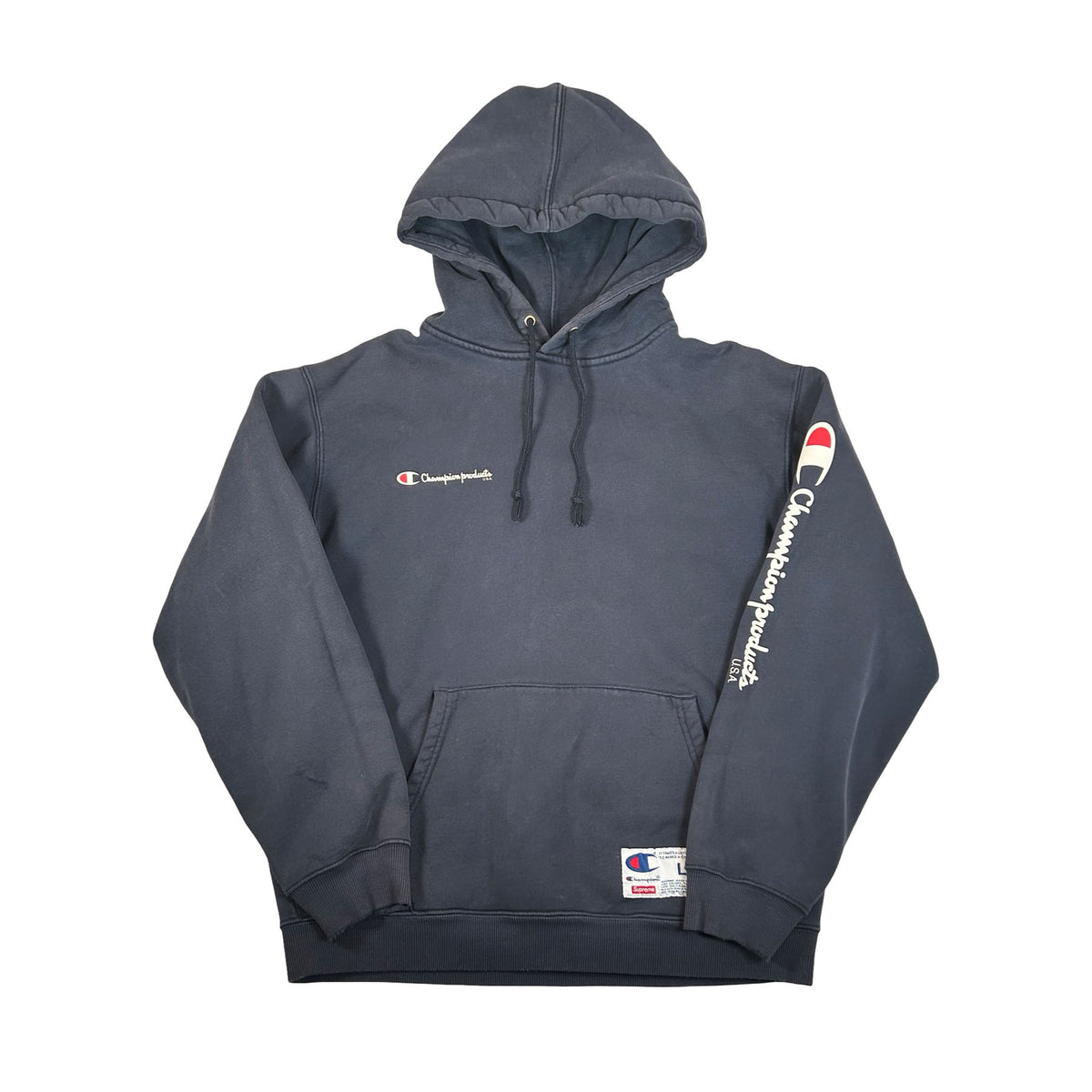 Supreme Champion Hooded Sweatshirt Navy [USED] - L (Used)