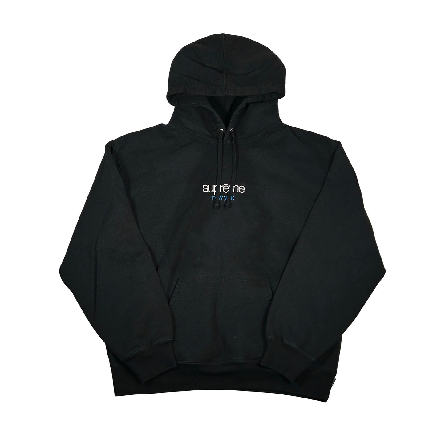 Supreme Classic Logo New York Shop Hooded Sweatshirt Black [USED] - L (Used)