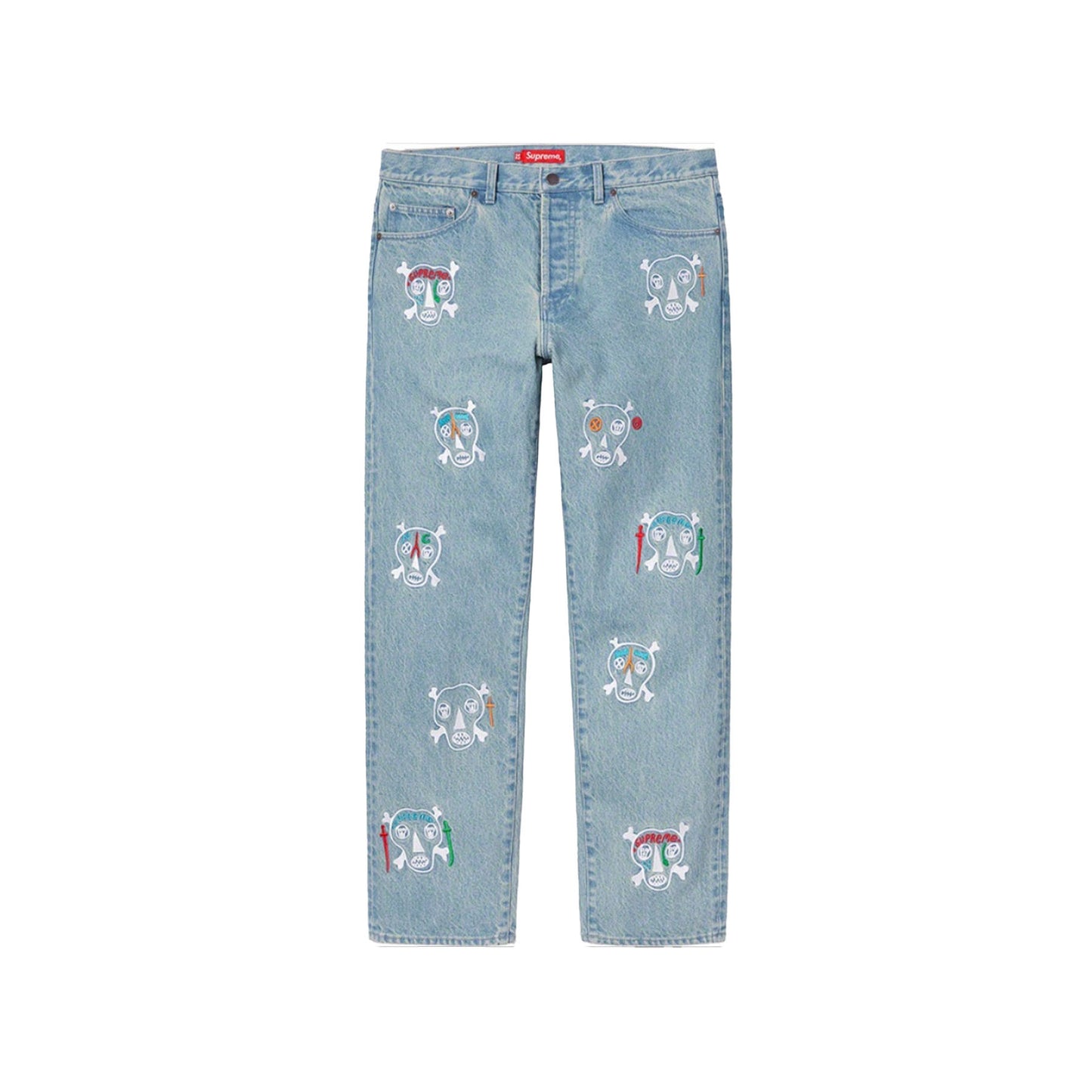 Supreme Clayton Patterson Skulls Embroidered Regular Jean Blue