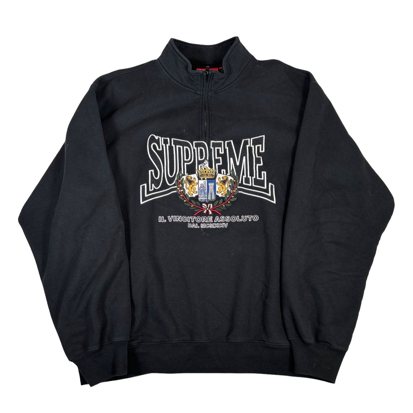Supreme Crest Applique Half Zip Pullover Black [USED] - XL (Used)