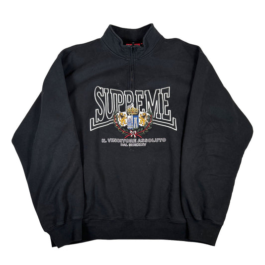 Supreme Crest Applique Half Zip Pullover Black [USED] - XL (Used)