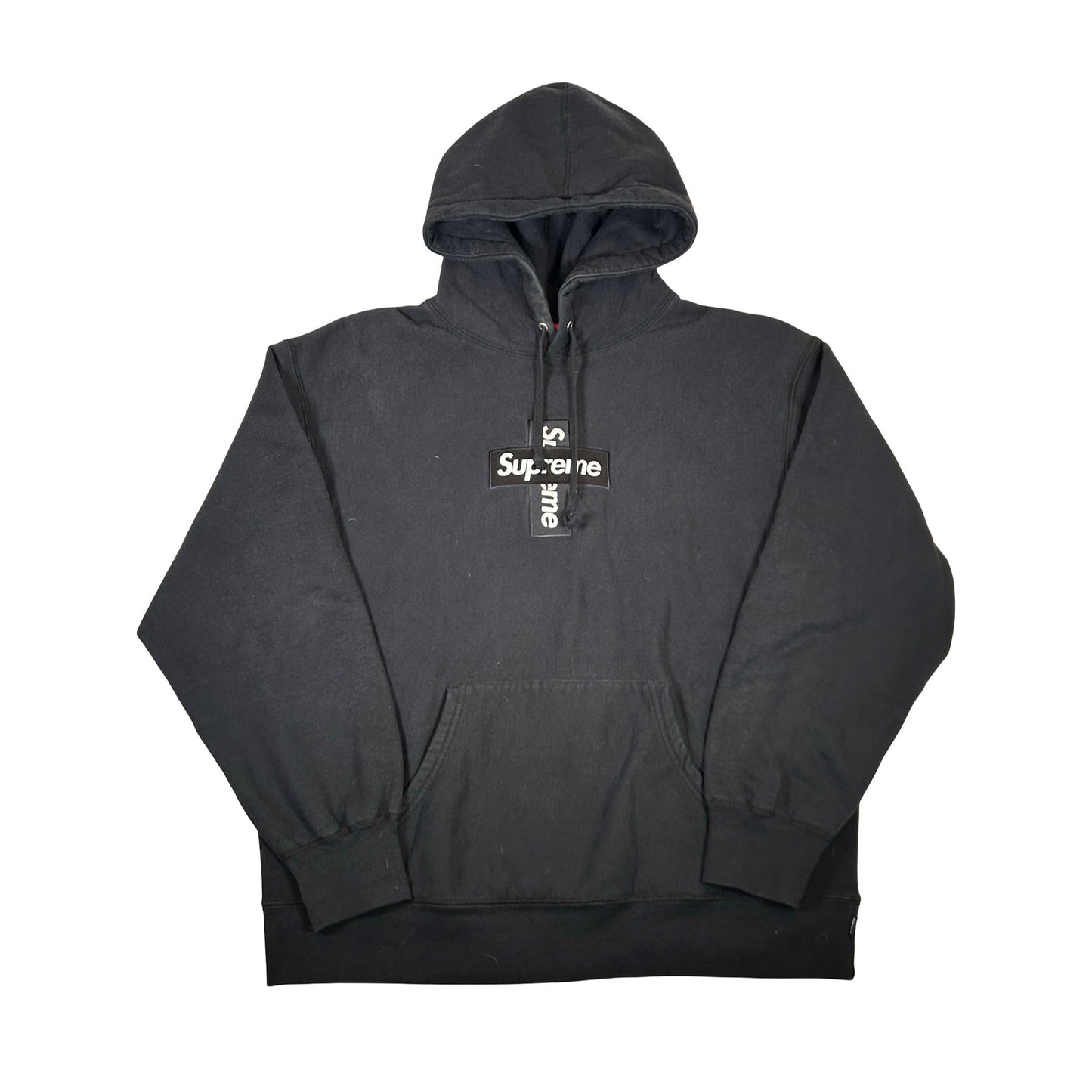 Supreme Cross Box Logo Hooded Sweatshirt Black [USED] - L (Used2)