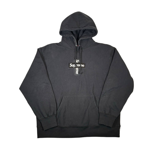 Supreme Cross Box Logo Hooded Sweatshirt Black [USED] - L (Used2)