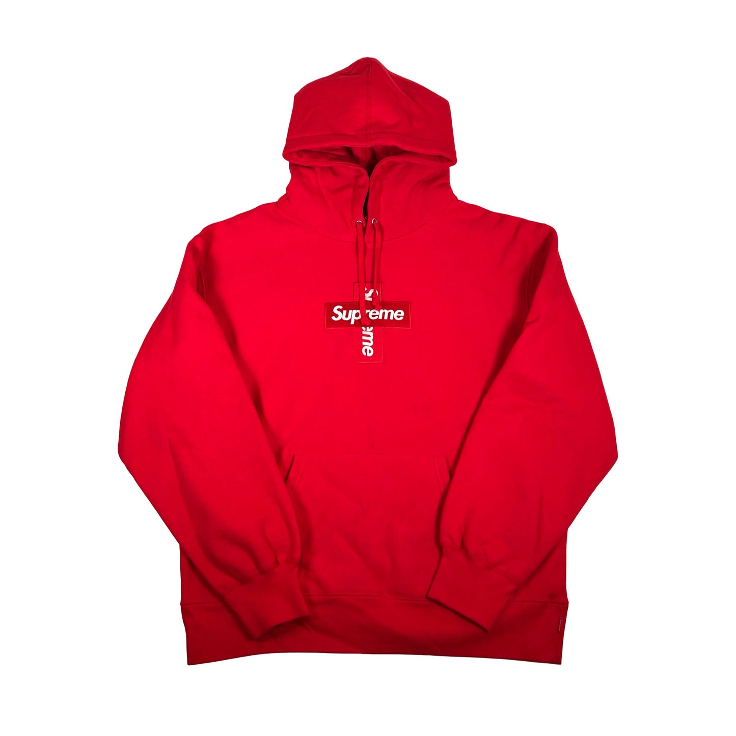 Supreme Cross Box Logo Hooded Sweatshirt Red [USED] - M (Used)