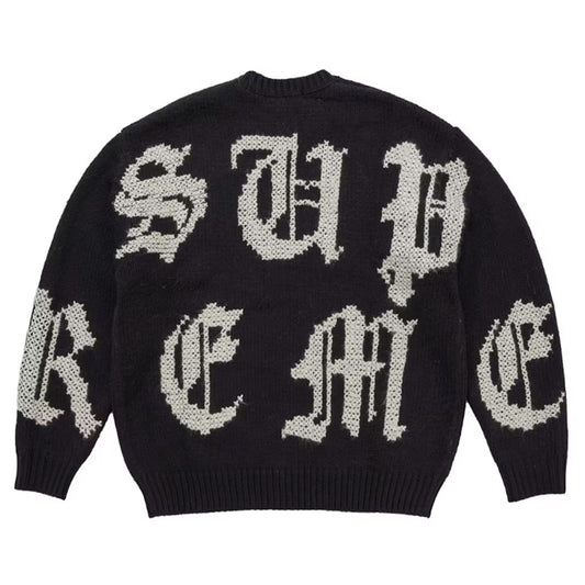 Supreme Cross Stitch Logo Sweater Black