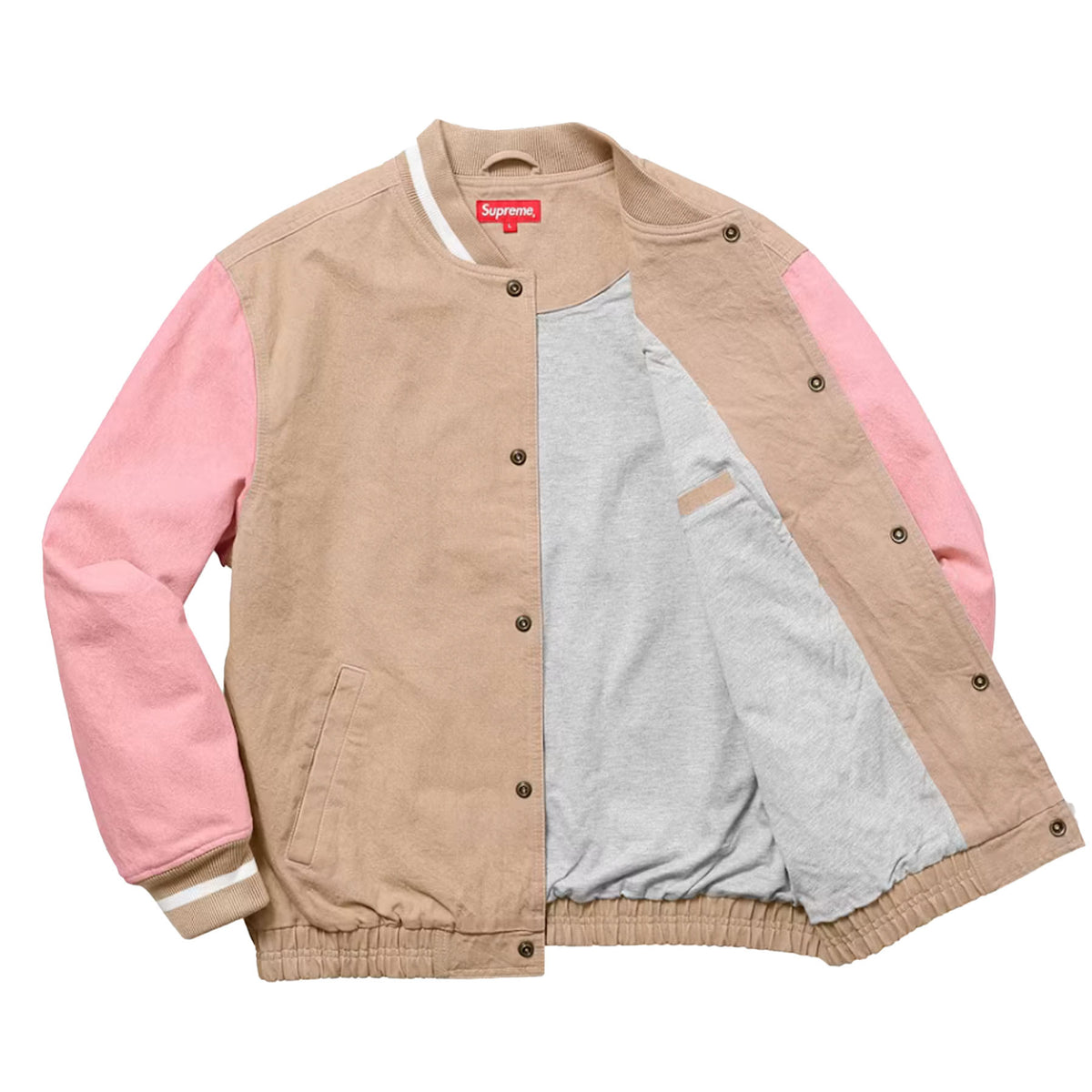 Supreme Denim Varsity Jacket Tan