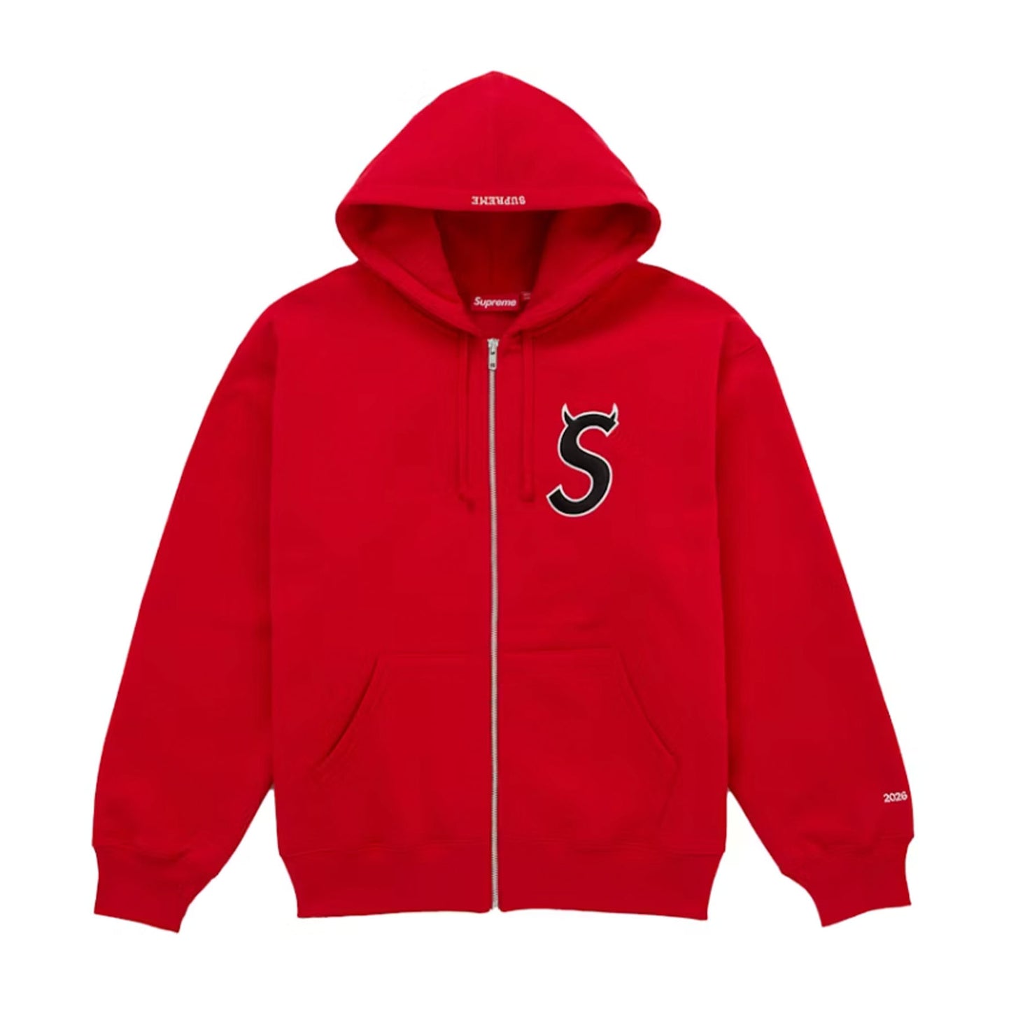 Supreme Devil S Logo Zip Up Hooded Sweatshirt Red [USED] - M (Used)