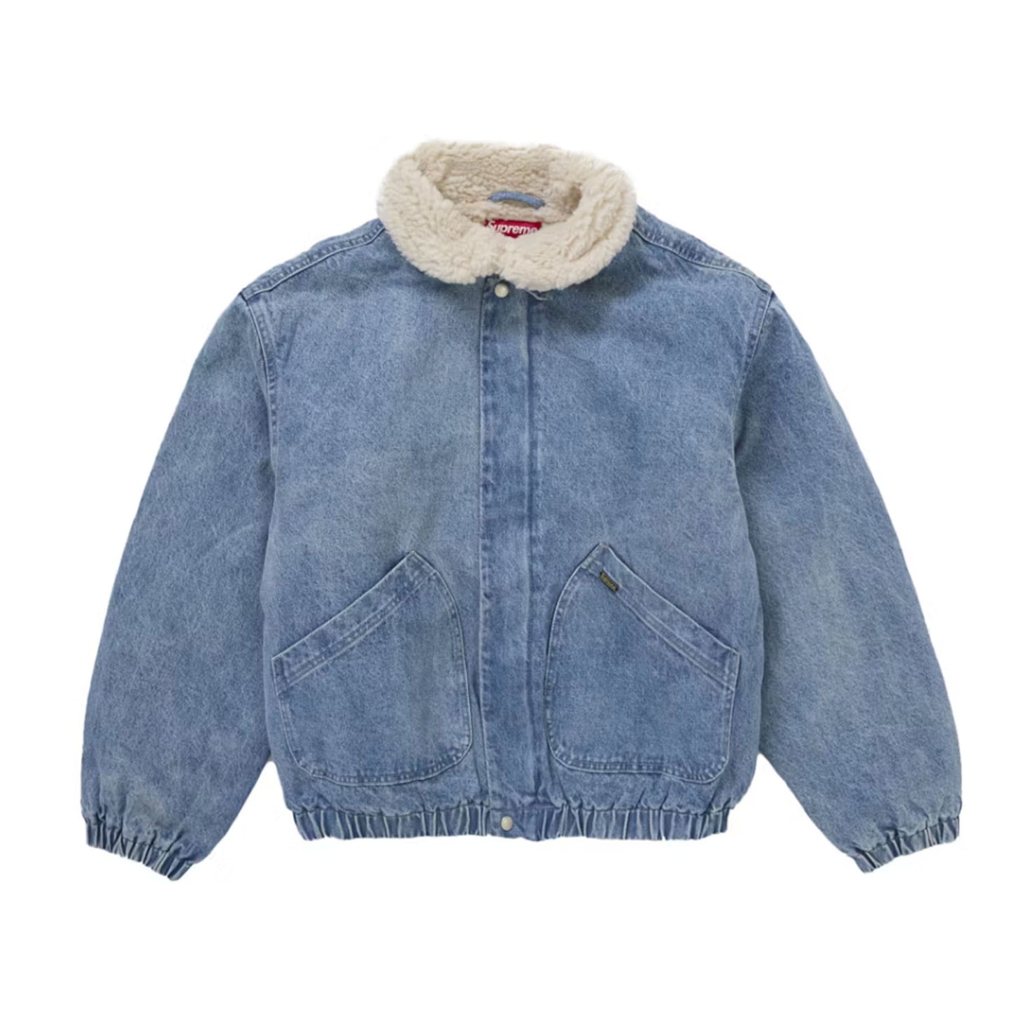 Supreme Faux Shearling Lined Bomber Jacket Denim